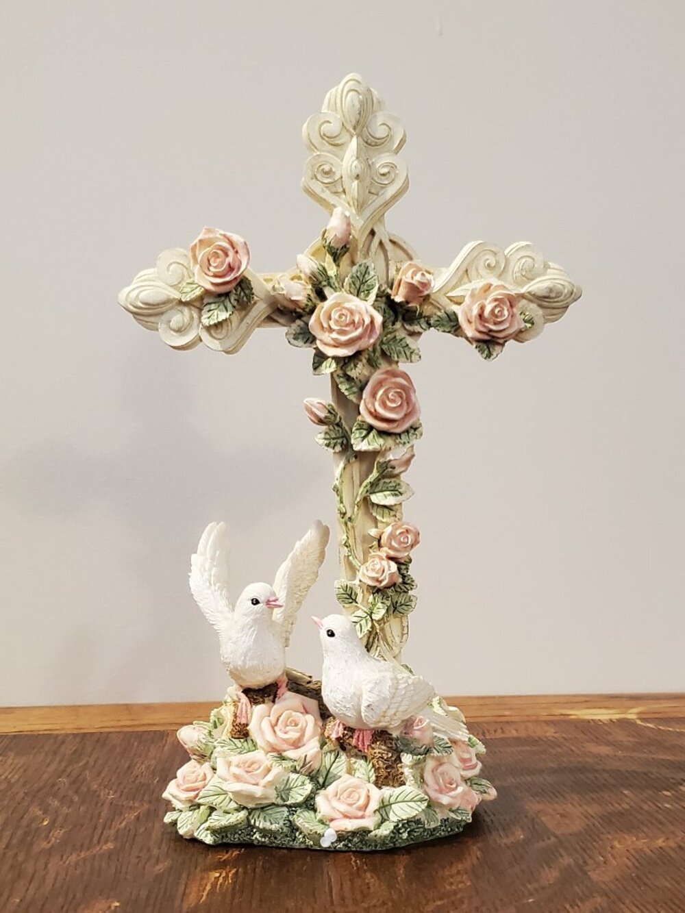 Roses and Doves 2pc Cross with base